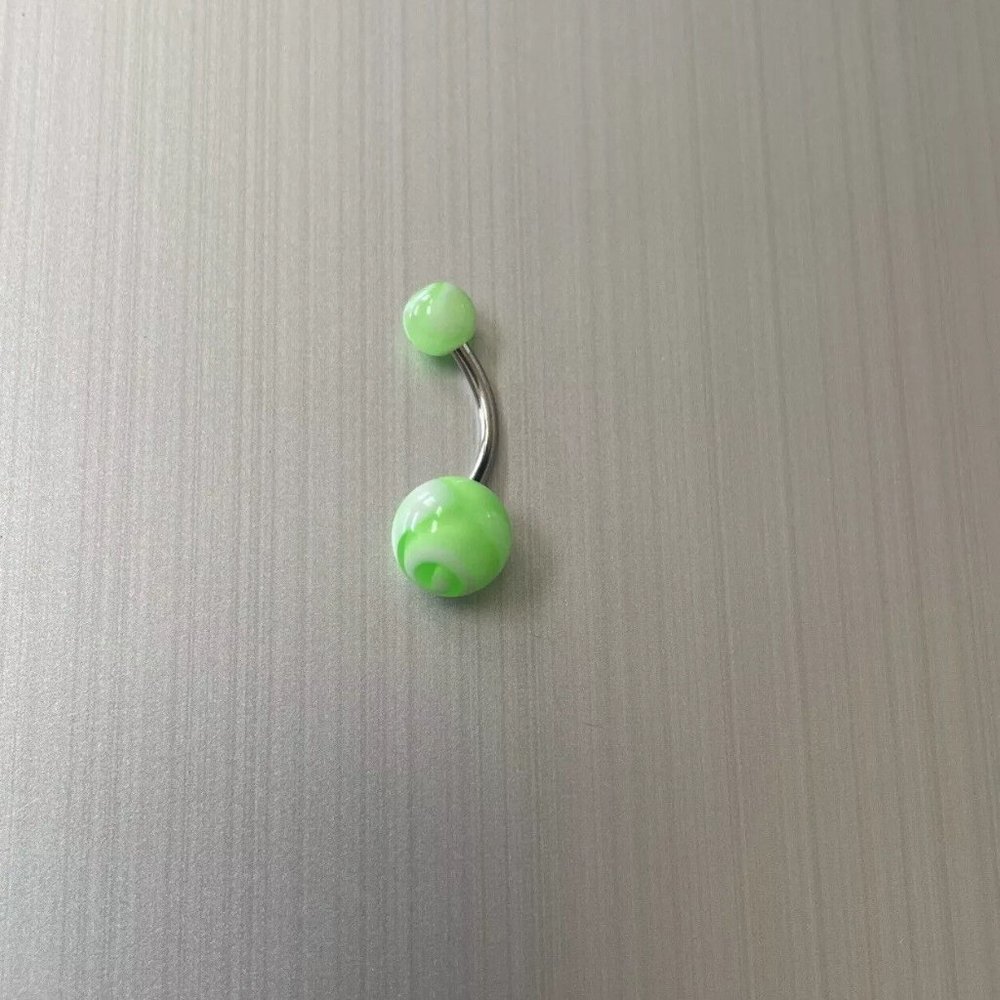 NEW Green And White belly button ring